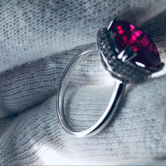 14K White Gold/Over 925 Sterling Silver Gems Ruby - Picture 7 of 16